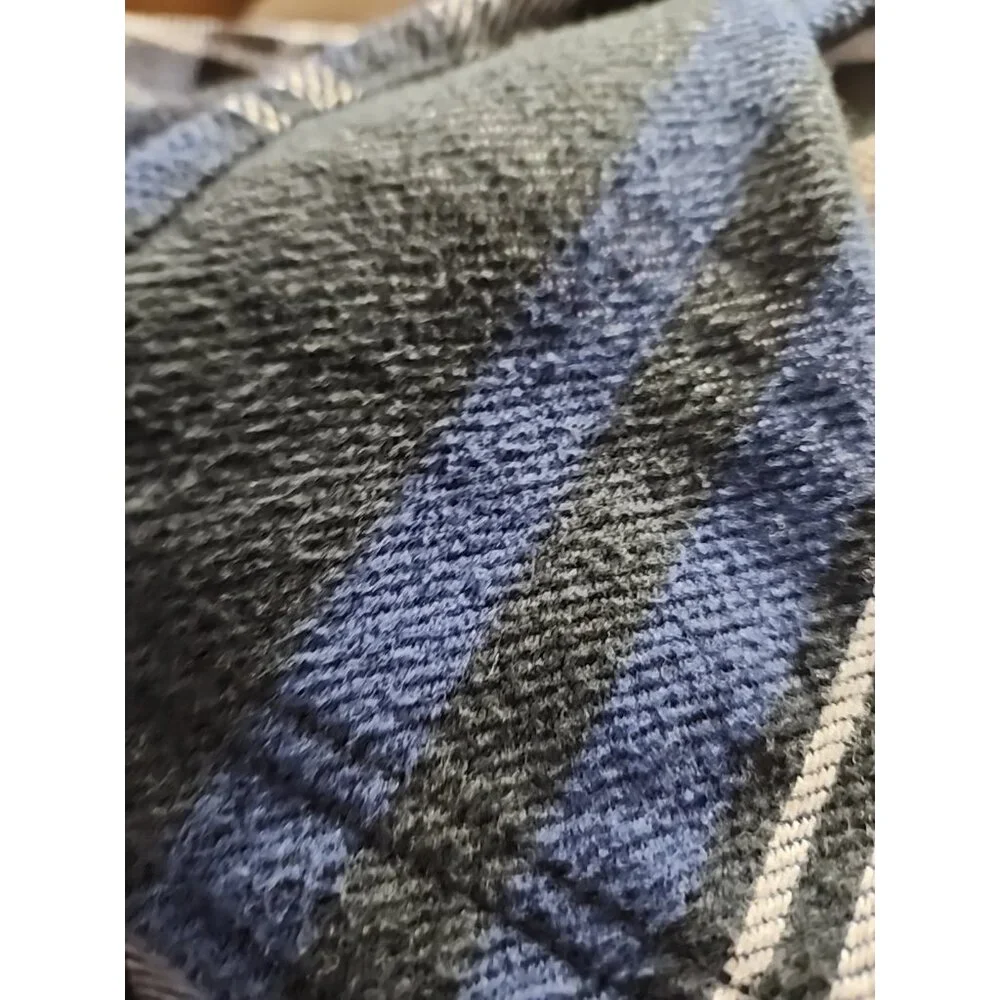 American Eagle Shacket Mens XXL Blue Black Plaid‎ Flannel Button Up Shirt READ